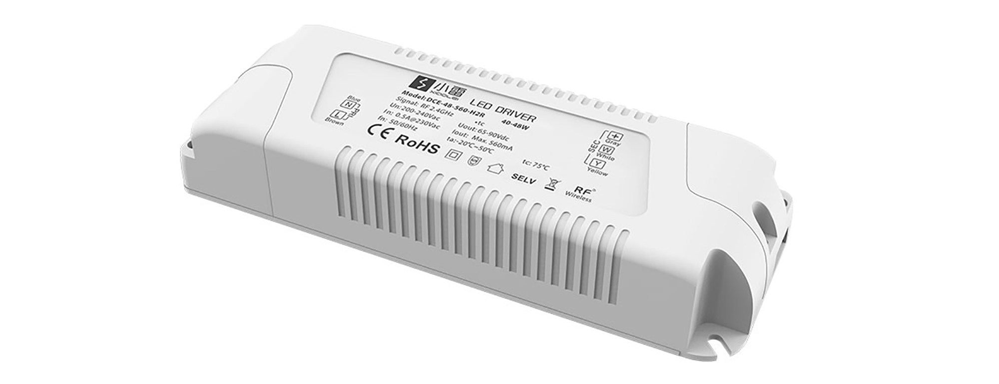DCE-48-560-H2R  Ltech Smart home Wireless Dimmablre LED Driver 48W 60-90Vdc /560mA.0-100% PWM dimming;Over voltage; over load and Short circuit protection; IP20.